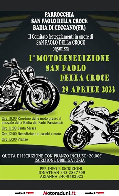 Locandina evento 1° MOTOBENEDIZIONE SAN PAOLO DELLA CROCE