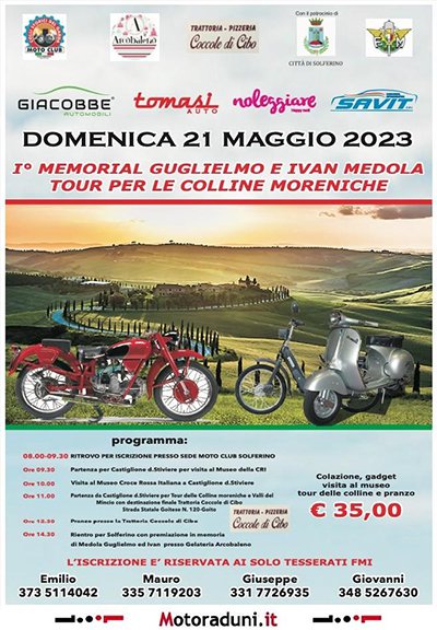 Locandina evento I° MEMORIAL GUGLIELMO E IVAN MEDOLA - TOUR PER LE COLLINE MORENICHE