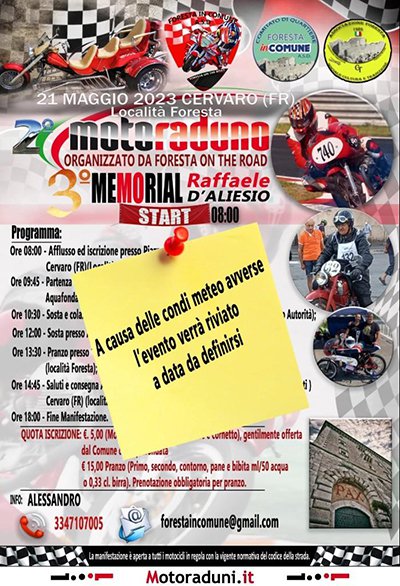 Locandina evento EVENTO ANNULLATO - 2° MOTORADUNO FORESTA ON THE ROAD