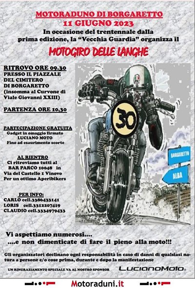 Locandina evento MOTORADUNO DI BORGARETTO
