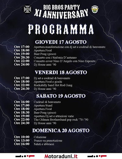 Locandina evento BIGBROS XI ANNIVERSARY