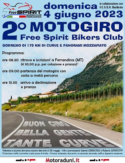 Locandina evento 2° MOTOGIRO FREE SPIRIT BIKERS CLUB