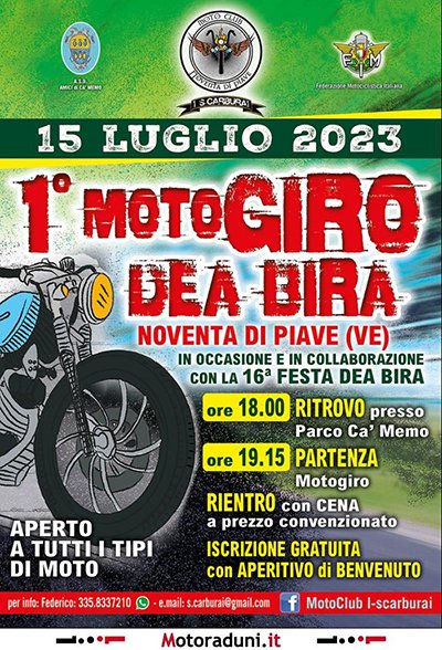 Locandina evento 1° MOTOGIRO DEA BIRA