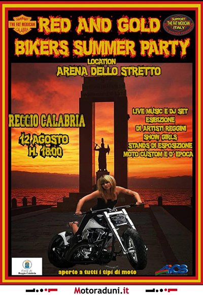 Locandina evento RED AND GOLD BIKERS SUMMER PARTY