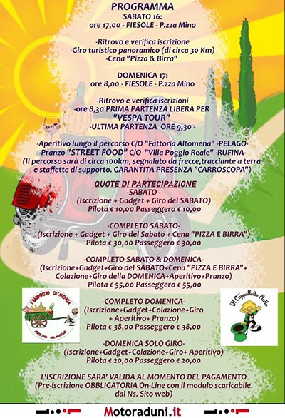 Locandina evento VESPA TOUR COLLINE & CANTINE