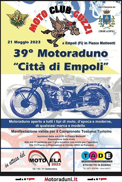 Locandina evento 39° MOTORADUNO CITTA' DI EMPOLI