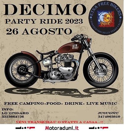 Locandina evento DECIMO PARTY RIDE