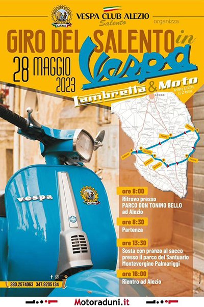 Locandina evento GIRO DEL SALENTO IN VESPA, LAMBRETTA E MOTO