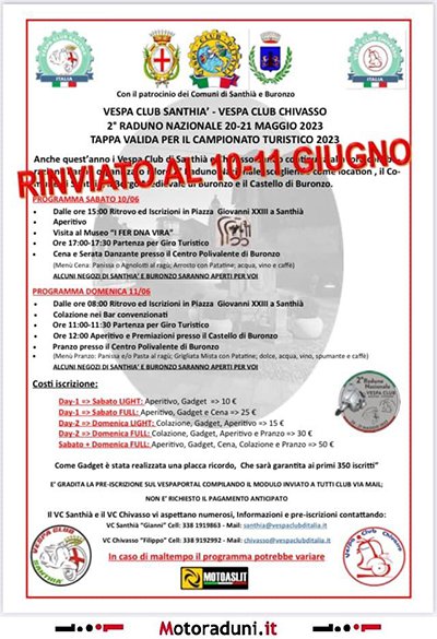 Locandina evento 2° RADUNO NAZIONALE SANTHIA'
