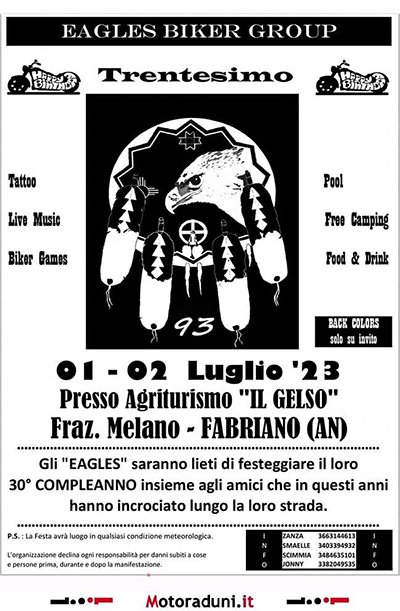 Locandina evento TRENTESIMO EAGLES BIKER GROUP