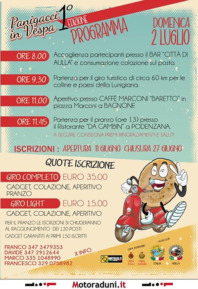Locandina evento 1° PANIGACCI IN VESPA