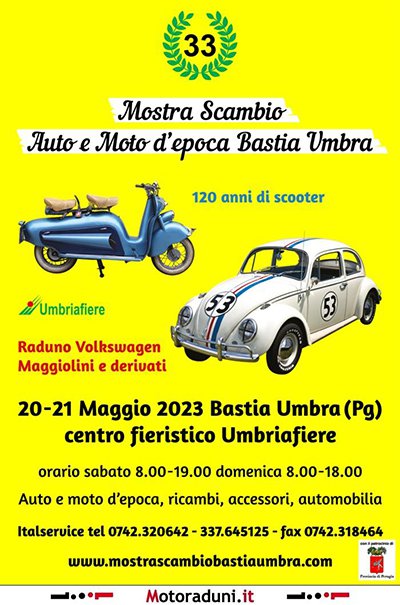 Locandina evento MOSTRA SCAMBIO AUTO E MOTO D'EPOCA BASTIA UMBRA
