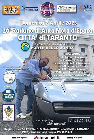 Locandina evento 20° RADUNO DI AUTO E MOTO D'EPOCA CITTA' DI TARANTO