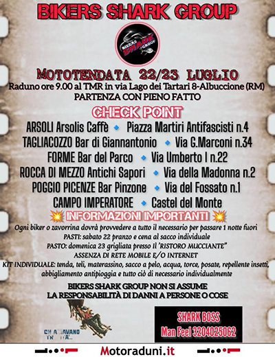 Locandina evento BIKERS SHARK GROUP MOTOTENDATA