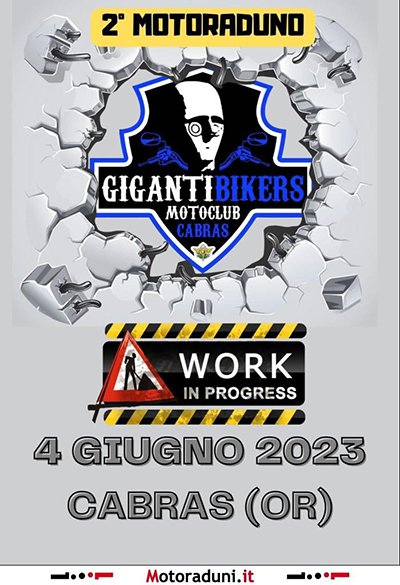 Locandina evento 2° MOTORADUNO GIGANTI BIKERS CABRAS