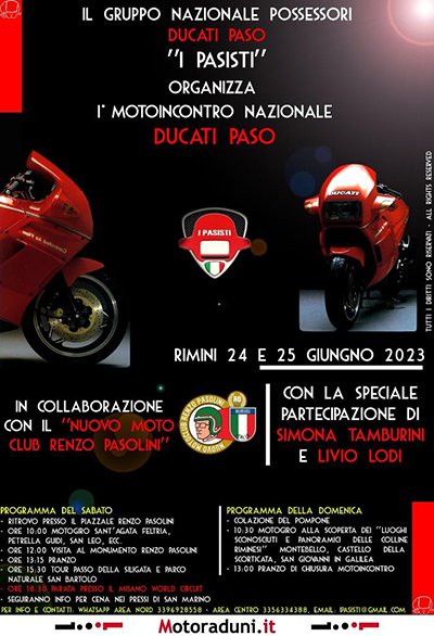 Locandina evento I° MOTOINCONTRO NAZIONALE DUCATI PASO
