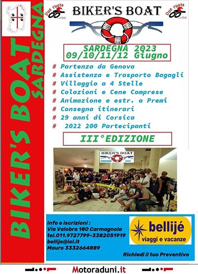 Locandina evento 3° BIKER'S BOAT SARDEGNA
