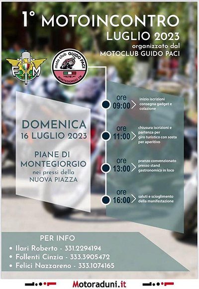 Locandina evento 1° MOTOINCONTRO MOTOCLUB GUIDO PACI