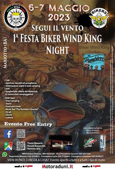 Locandina evento 1^ FESTA BIKER WIND KING NIGHT