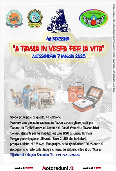 Locandina evento 4^ A TAVOLA IN VESPA PER LA VITA