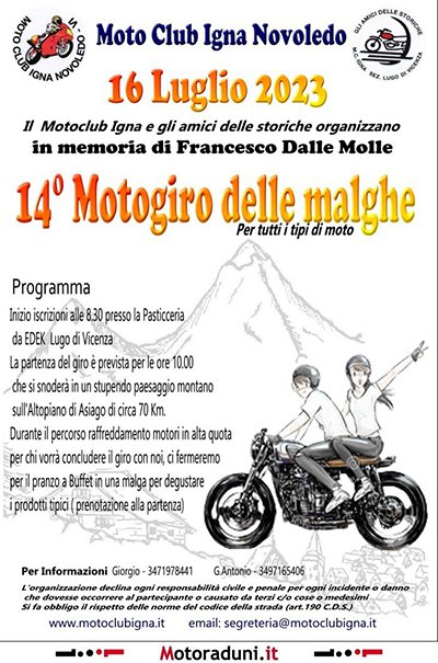 Locandina evento 14° MOTOGIRO DELLE MALGHE