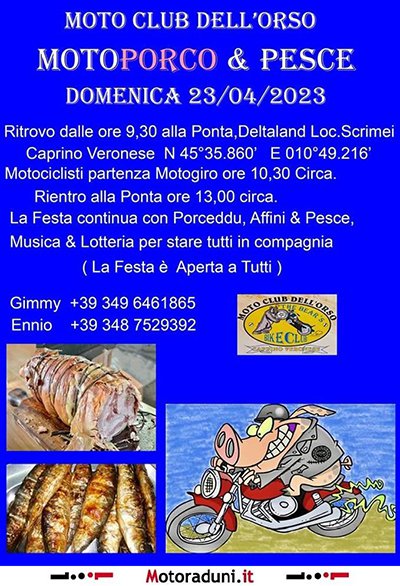 Locandina evento MOTOPORCO & PESCE