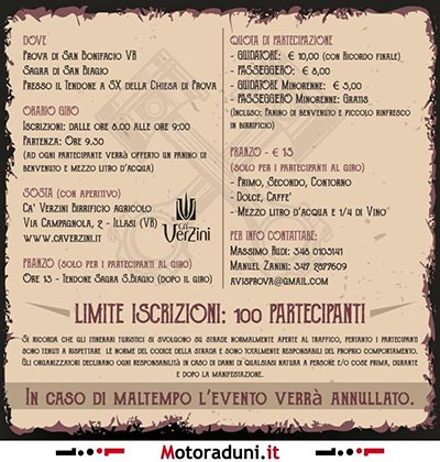Locandina evento MOTORADUNO AVIS PROVA