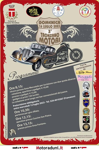 Locandina evento 3° TRONZANO MOTORI