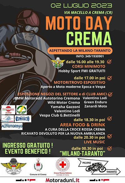 Locandina evento MOTO DAY CREMA... ASPETTANDO LA MILANO TARANTO