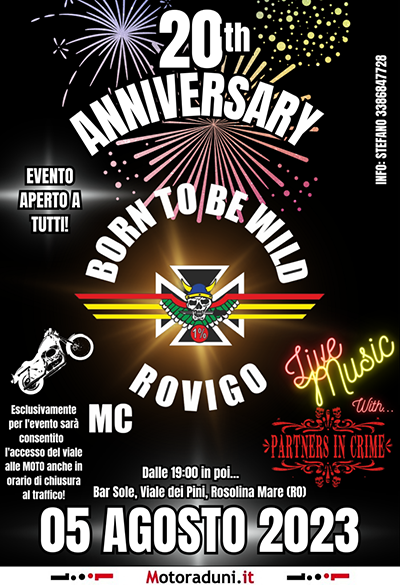 Locandina evento MOTORI ROMBANTI + 20 ANNI BTBW MC ROVIGO