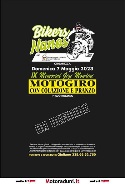 Locandina evento MOTOGIRO - IX MEMORIAL GIGI MONDINI