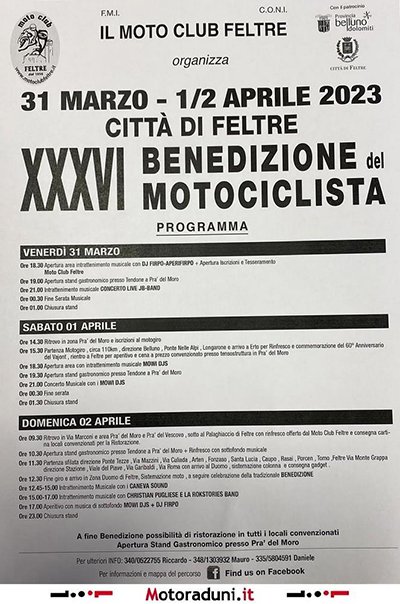 Locandina evento XXXVI BENEDIZIONE DEL MOTOCICLISTA