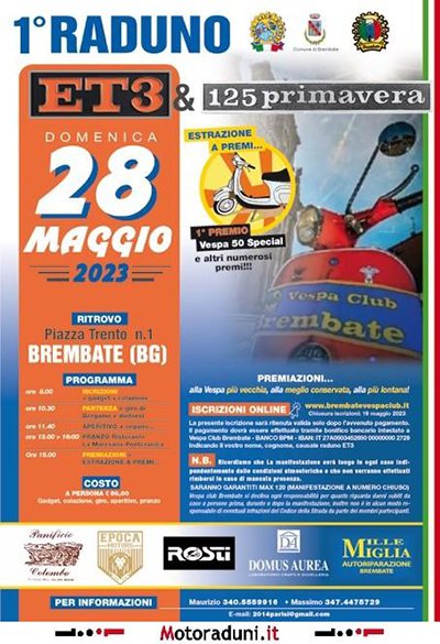 Locandina evento 1° RADUNO ET3 & 125 PRIMAVERA