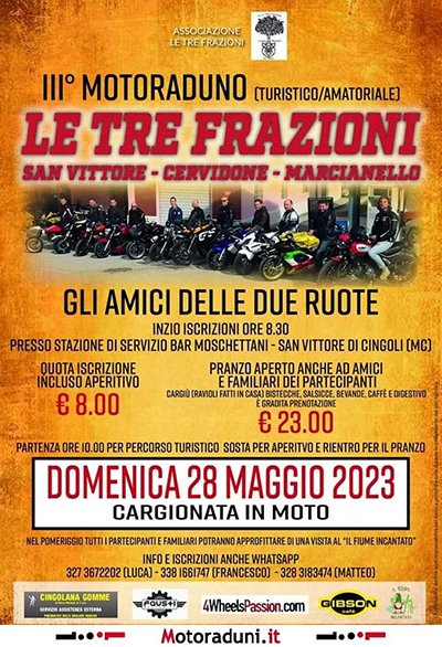 Locandina evento III° MOTORADUNO LE TRE FRAZIONI