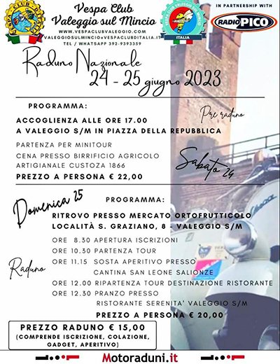 Locandina evento RADUNO NAZIONALE VESPA CLUB VALEGGIO SUL MINCIO