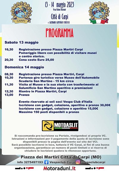 Locandina evento VESPA RADUNO NAZIONALE CITTA' DI CARPI