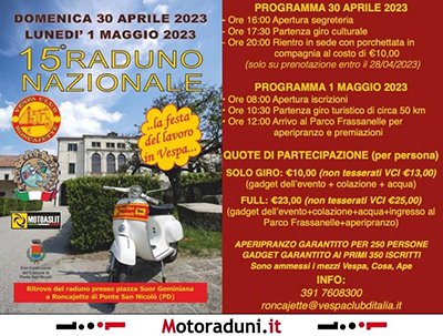 Locandina evento 15° RADUNO NAZIONALE LA FESTA DEL LAVORO IN VESPA