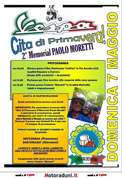 Locandina evento GITA DI PRIMAVERA - 2º MEMORIAL PAOLO MORETTI