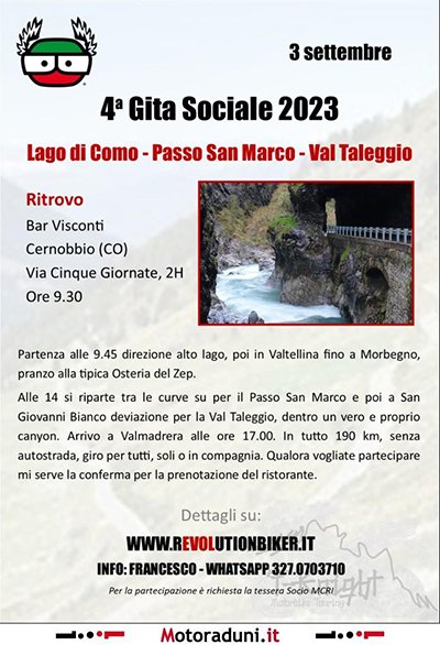 Locandina evento GITA SOCIALE PASSO SAN MARCO
