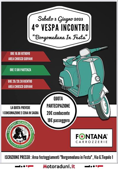Locandina evento 4° VESPA INCONTRO BORGOMEDUNA IN FESTA