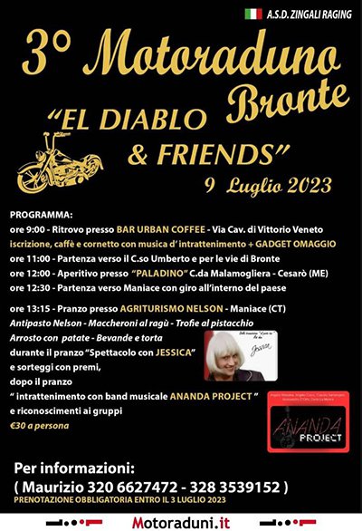 Locandina evento 3° MOTORADUNO BRONTE