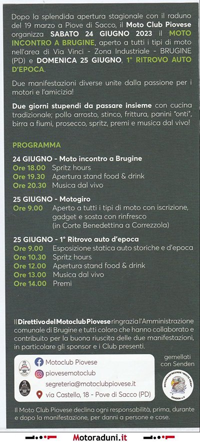 Locandina evento MOTO INCONTRO A BRUGINE