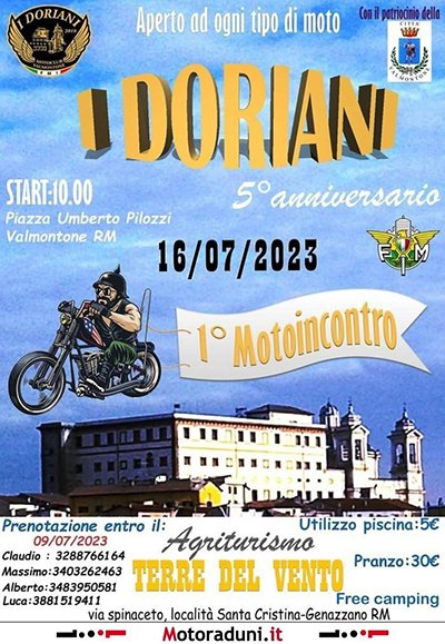Locandina evento 1° MOTOINCONTRO I DORIANI