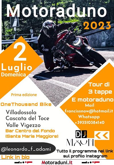 Locandina evento 1° MOTORADUNO ONE THOUSAND BIKE