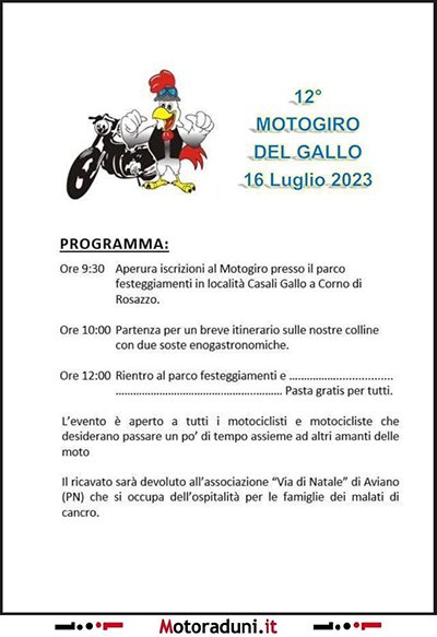 Locandina evento 12° MOTOGIRO DEL GALLO