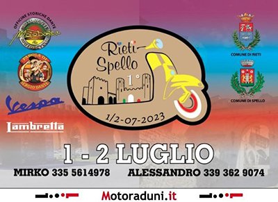 Locandina evento LA RIETI SPELLO IN VESPA E LAMBRETTA