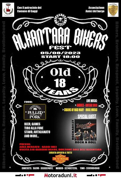 Locandina evento 18° ANNIVERSARIO ALKANTARA BIKERS