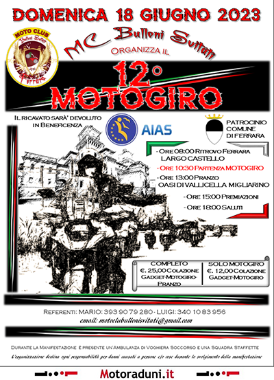 Locandina evento 12° MOTOGIRO MC BULLONI SVITATI FERRARA