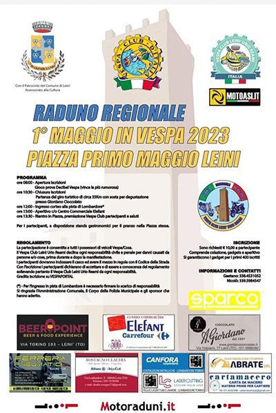 Locandina evento 1° MAGGIO IN VESPA 2023