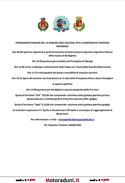 Locandina evento RADUNO VESPISTICO DI BORDIGHERA